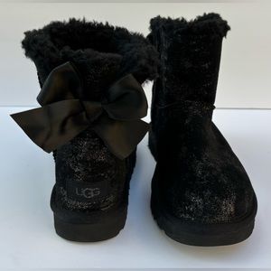 Ugg Mini Bailey Bow Glimmer Black Women Boots